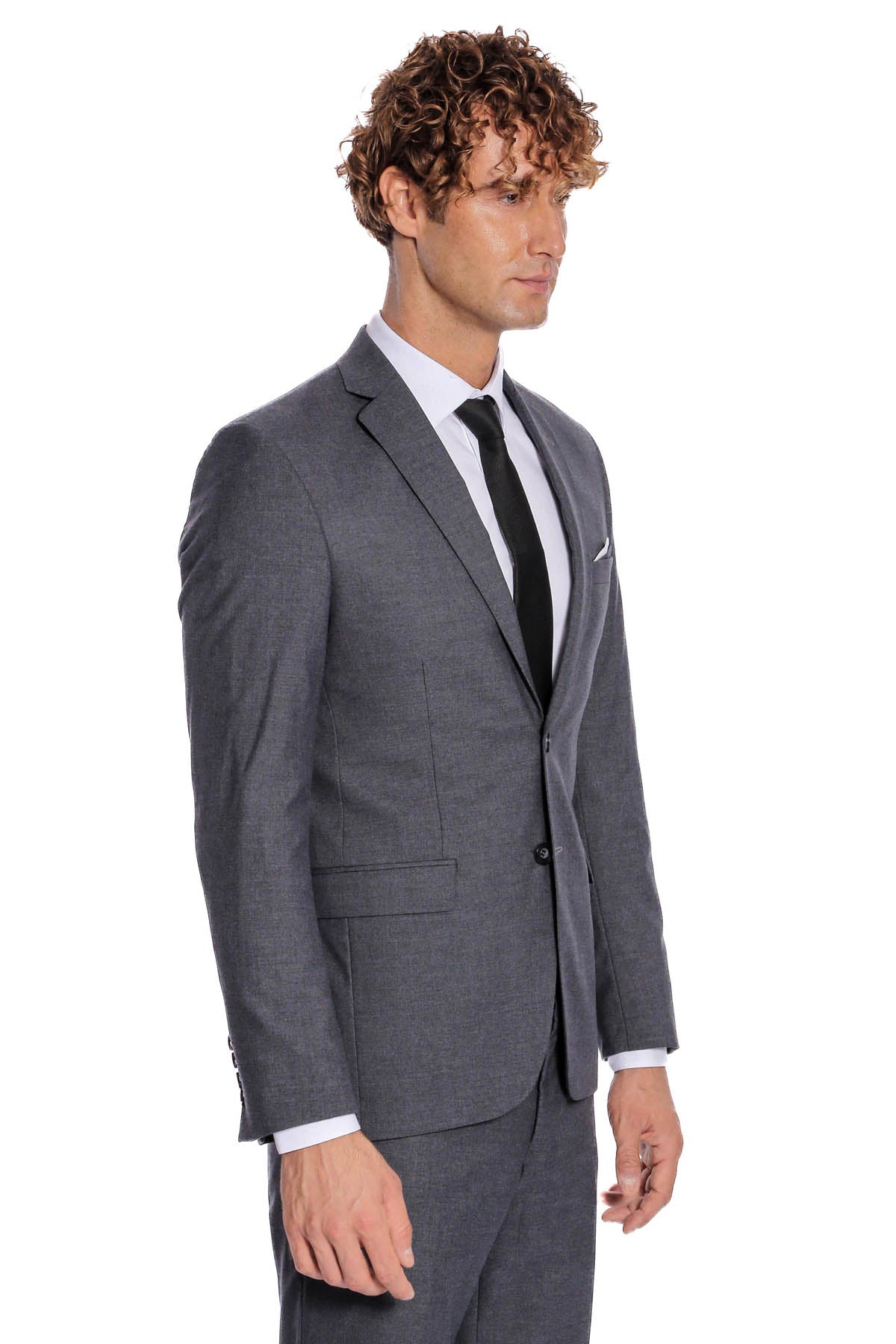 2 Buttons 2 Piece Grey Men Suit - Wessi